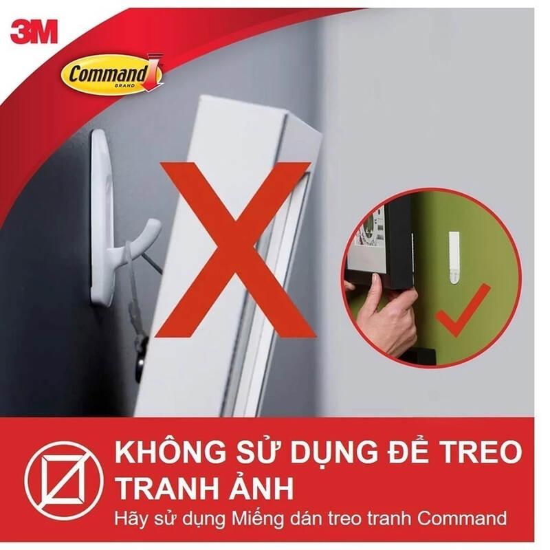 Móc dán tường kiểu vuông Command™ 17003ANZ - Chịu lực 2.2 kg - 1 cái/vỉ, , large image number null